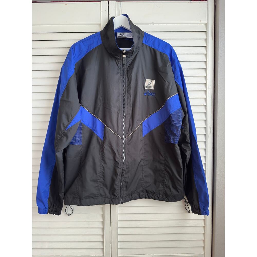 Vtg 90s Asics Full Zip Colorblock Windbreaker Jacket Mesh Lined Men Sz M